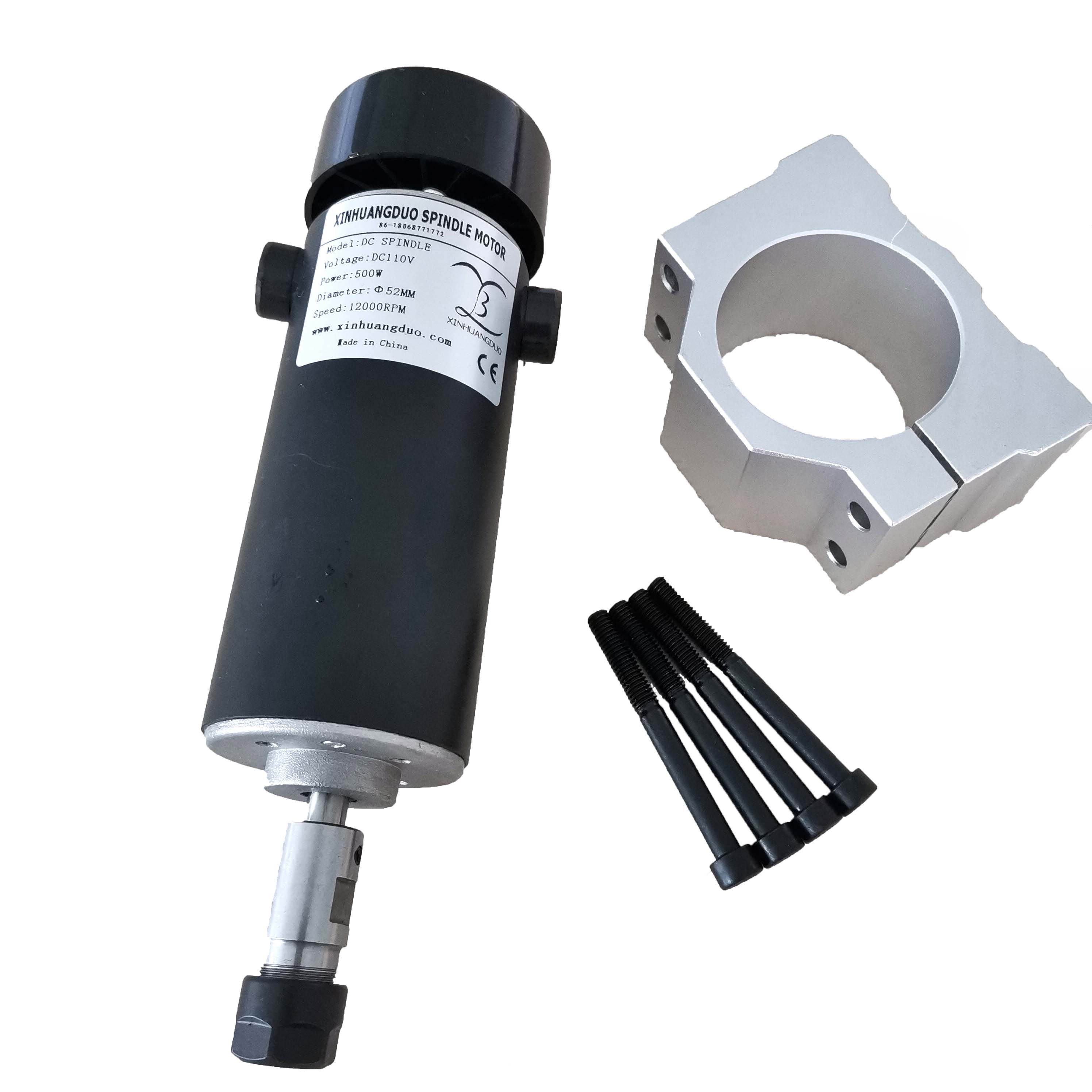 500W DC spindle Motor 0.5KW collet 52mm diameter DC 0-110 CNC Carving Milling Air cold Spindle Motor For Engraving