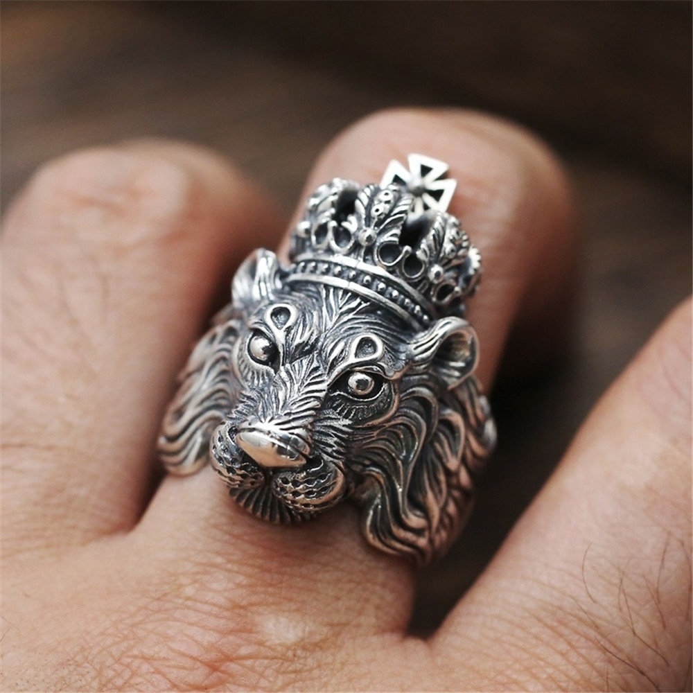 Anillo ajustable para hombres, niñas y mujeres, serpiente negra de oro ajustable, Animal feroz, Retro, Punk, esguinces muy grandes, Faraón egipcio