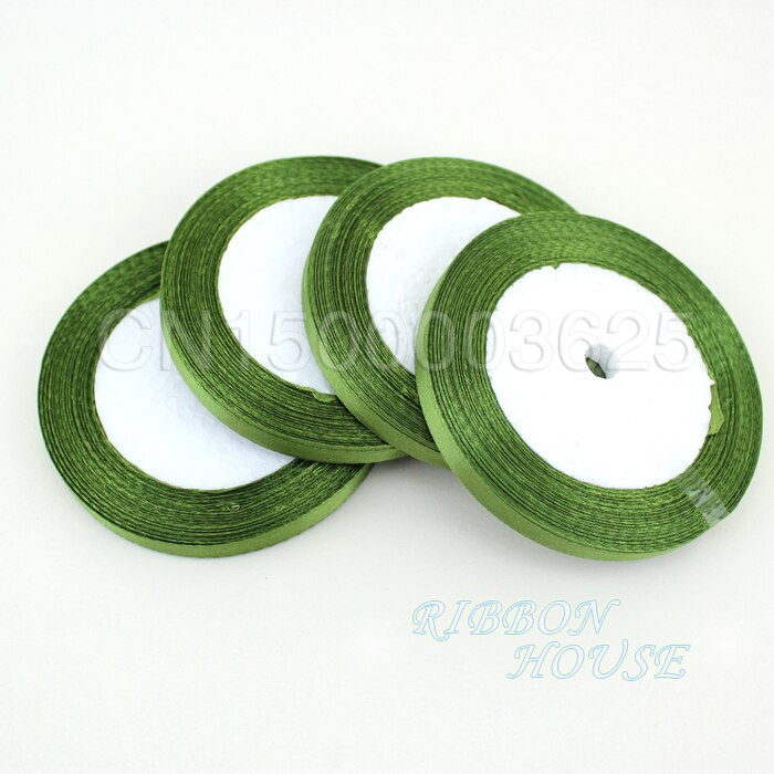 (25 Yards/Roll) 1/4 "(6Mm) olijfgroen Enkel Gezicht Satijnen Lint Singels Decoratie Kerst Linten