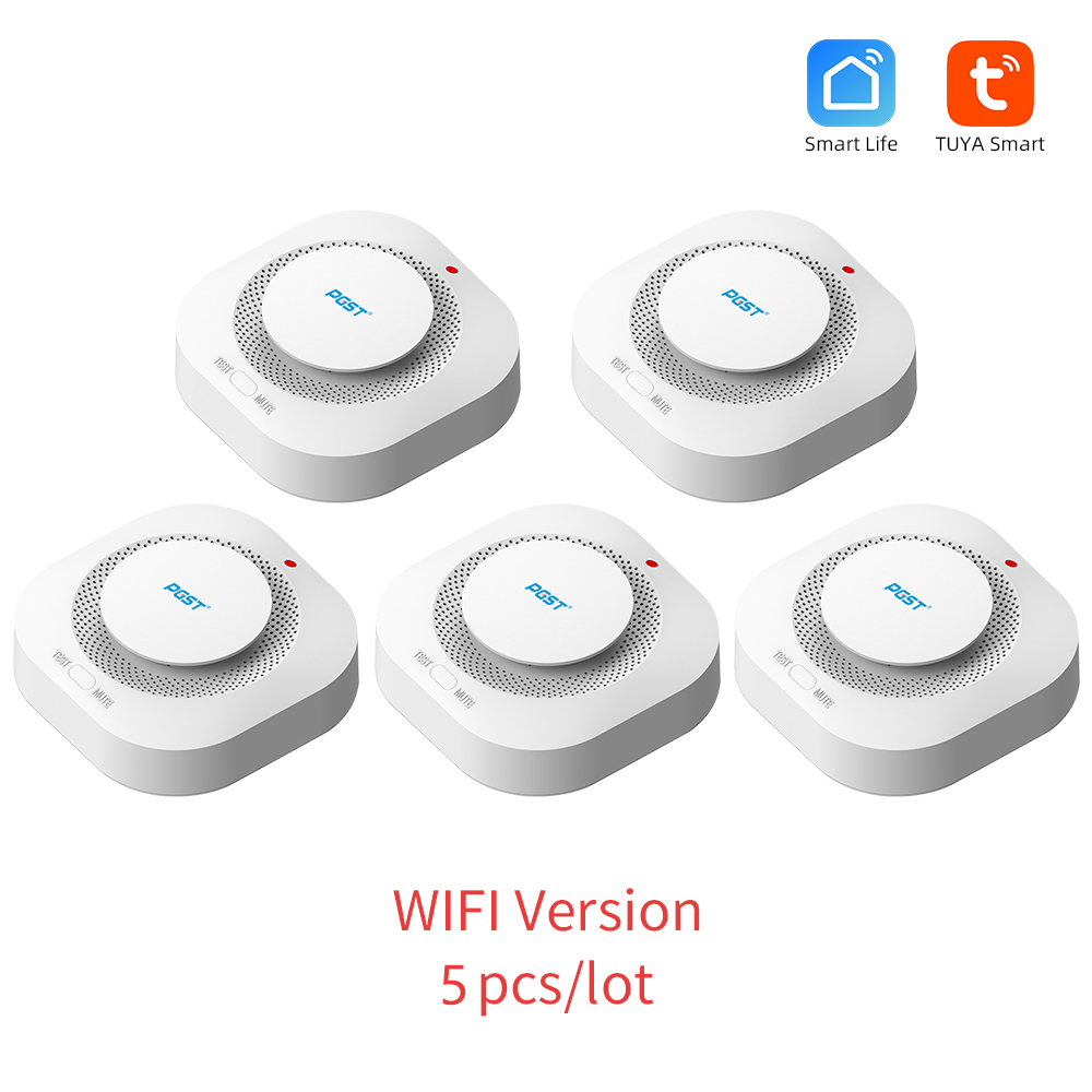 WiFi Fire Protection Smoke Sensor Alarm Detector Smart Life app and Tuya Smart app Control work with Alexa and Google assistant: army green