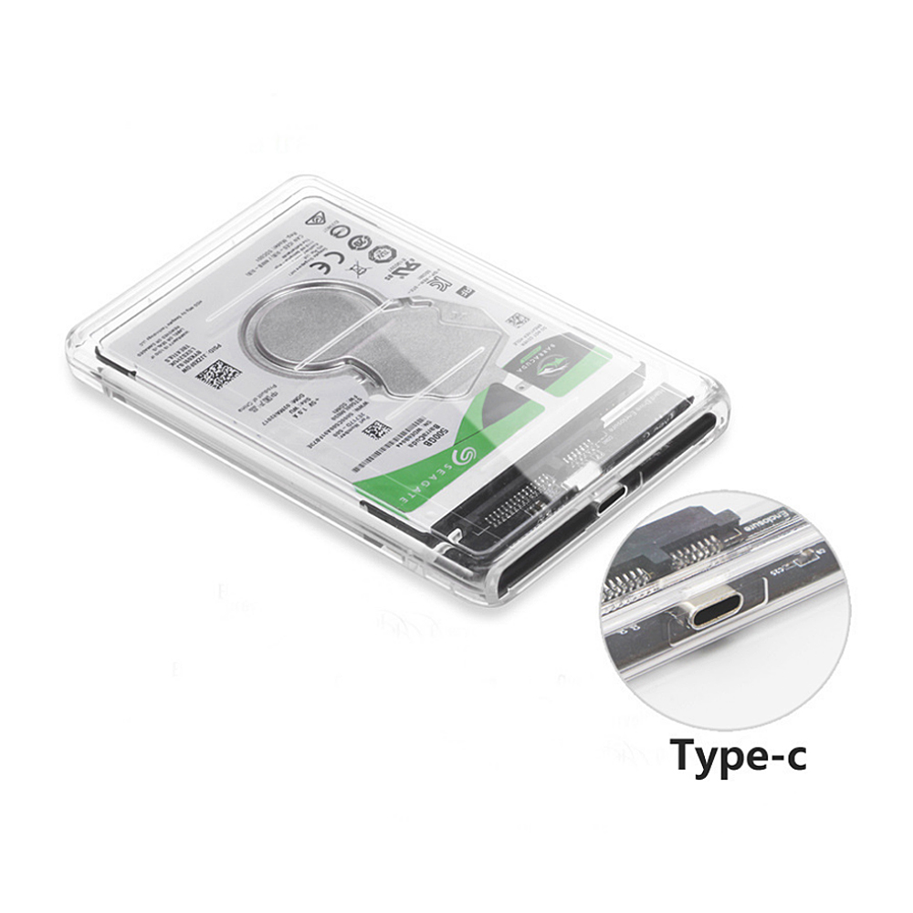 CHIPAL-carcasa transparente para disco duro Sata a USB 2,5, caja de HDD de 3,1 pulgadas, Adaptador tipo C, 2TB gratis, 5gbps, compatible con UASP