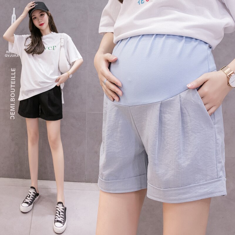 1535 # sommer Dünne Baumwolle Leinen Mutterschaft Shorts Einstellbar Bauch Breite Bein Lose Shorts für Schwangere Frauen Casual Schwangerschaft