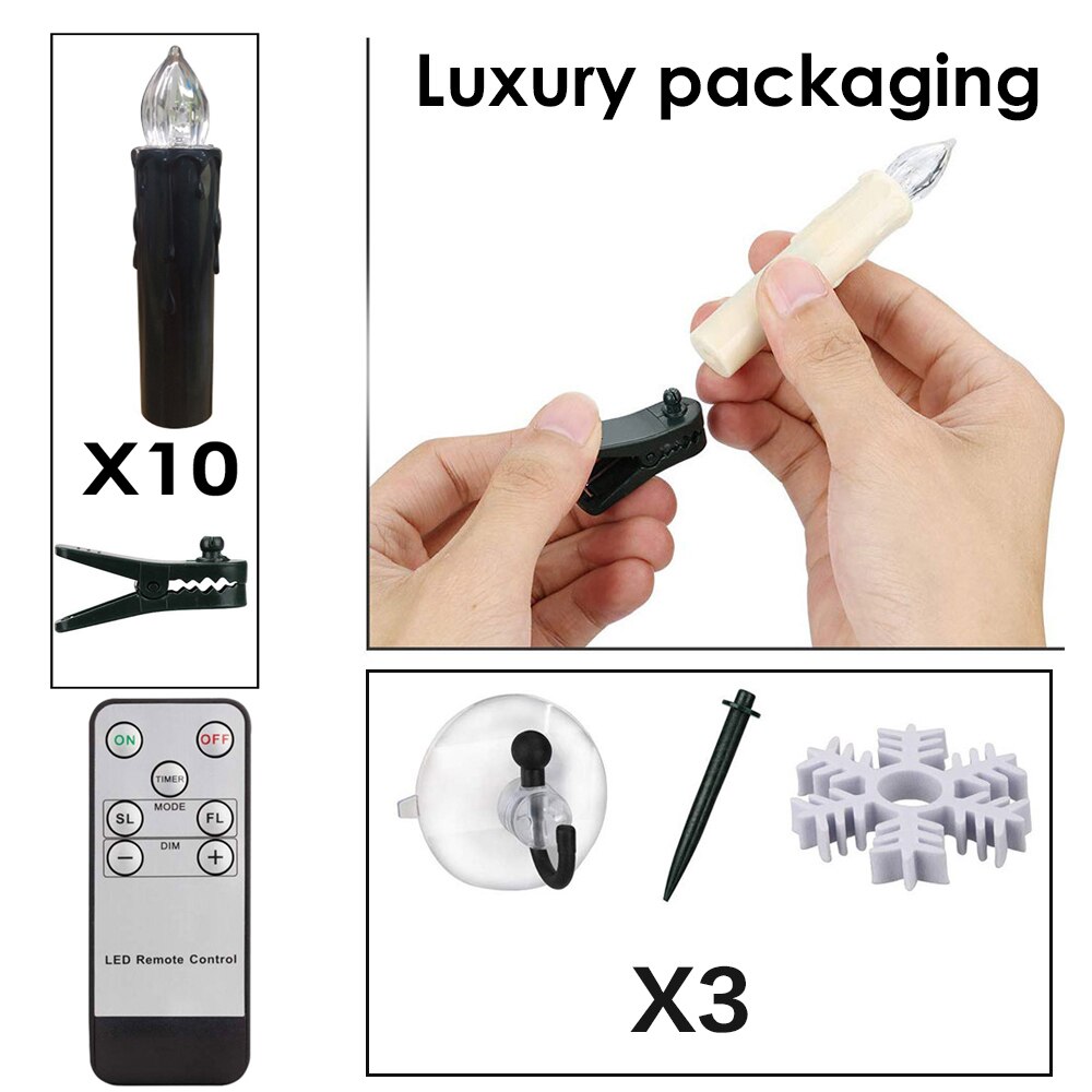 Christmas candle Party Supplies Wedding Candles LED light Flicker Safe Flames Candle Wedding Candels Safety Home Decoration: luxury  black10