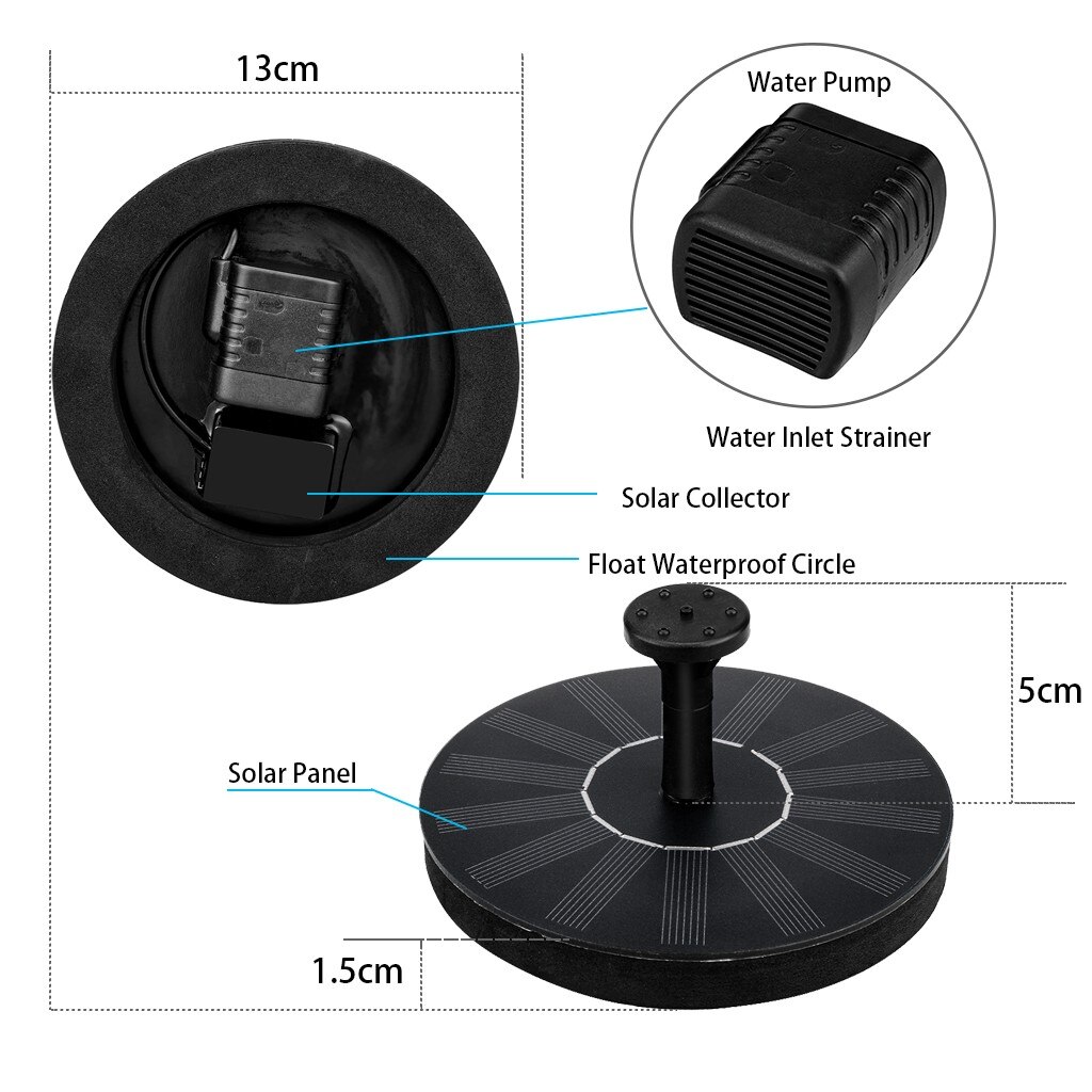 Zonne-energie Pomp Vogel Bad-Fontein Water Drijvende Vijver Tuin Patio Decor Zonne-energie Drijvende Outdoor Zwembad Water Feature
