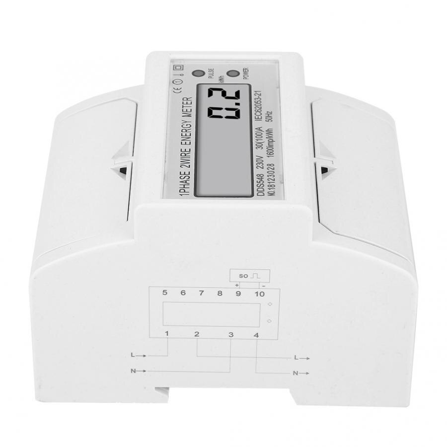 DDS548 Watt Hour Meter LCD Display Energy Meter Single Phase 230VAC Electric Power Meter