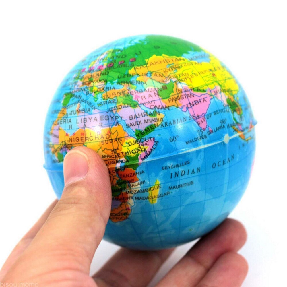 1Pcs World Map Foam Earth Globe Hand Pols Oefening Stress Squeeze Soft Foam Bal Voor Kinderen Speelgoed