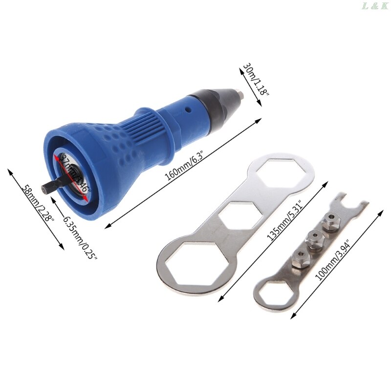 Electric Rivet Gun Tool Nut Riveting Insert Hand Pop Drill Cordless Heavy Duty L29K