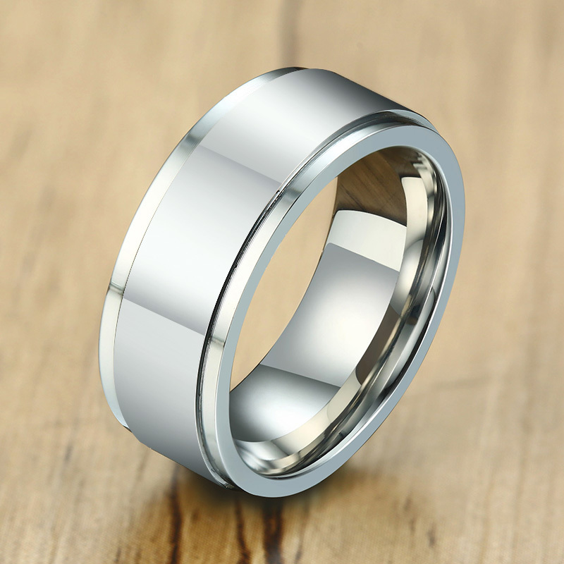 Vnox- Bague Spinner 6/8mm pour Homme, Accessoire Anti-Stress, Alliance Classique en Acier Inoxydable, Bijoux de Sport Rune Viking Décontractés: 10 / Rose