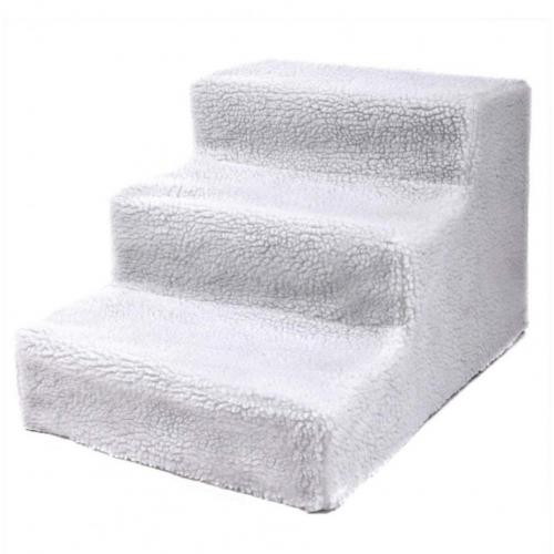 Rampe d'escalier pour chiens et chats, 3 marches, canapé, échelle d'escalade antidérapante, avec housse, fournitures pour chiens: WHITE
