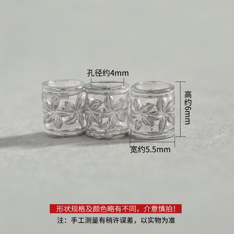 2pcs/lot 925 Sterling Silver Craft Hollow Out Tube Beads 5.5x6mm Large Hole Silver 925 Flower Spacer Beads DIY Jewelry Making