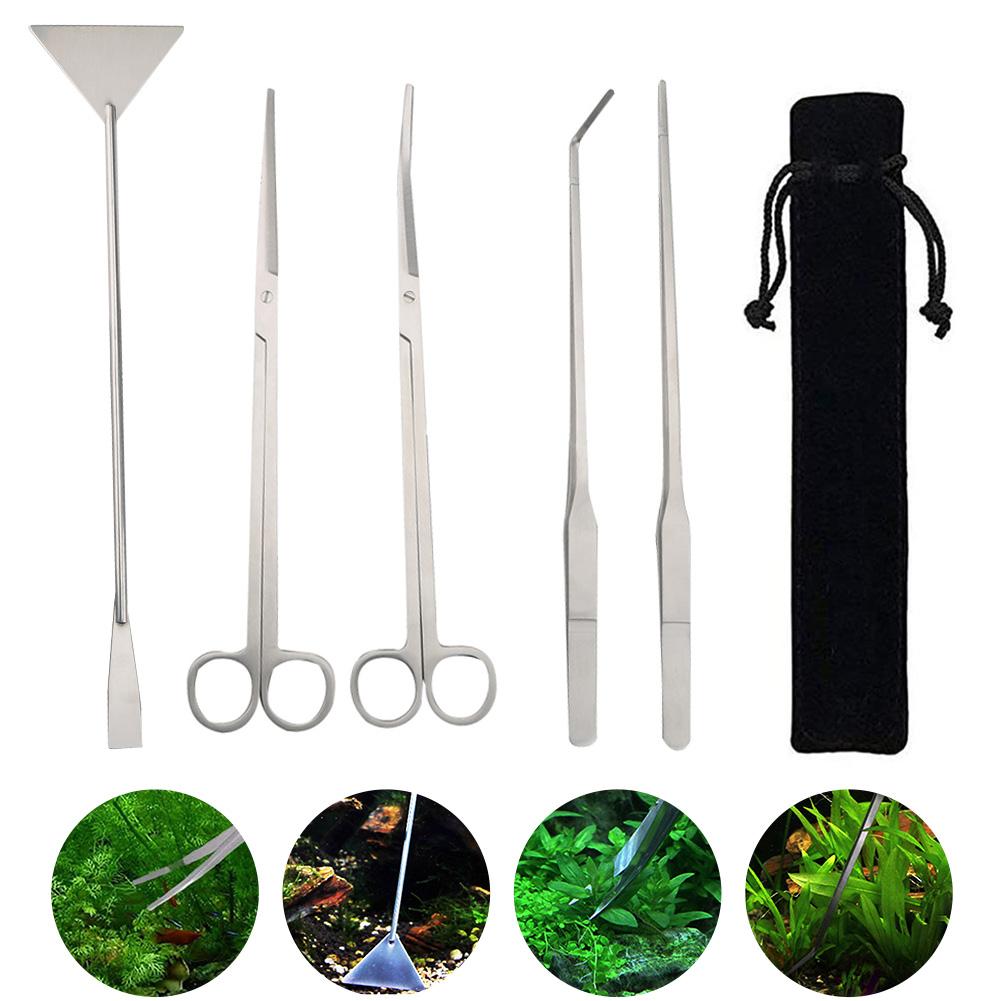 Aquarium Tools Kits Stainless Steel Aquarium Terrarium Set Aquarium Plant Tool Kit for Aquarium Fish Tank Tweezers Scissors Set: Sanding fourpiece s