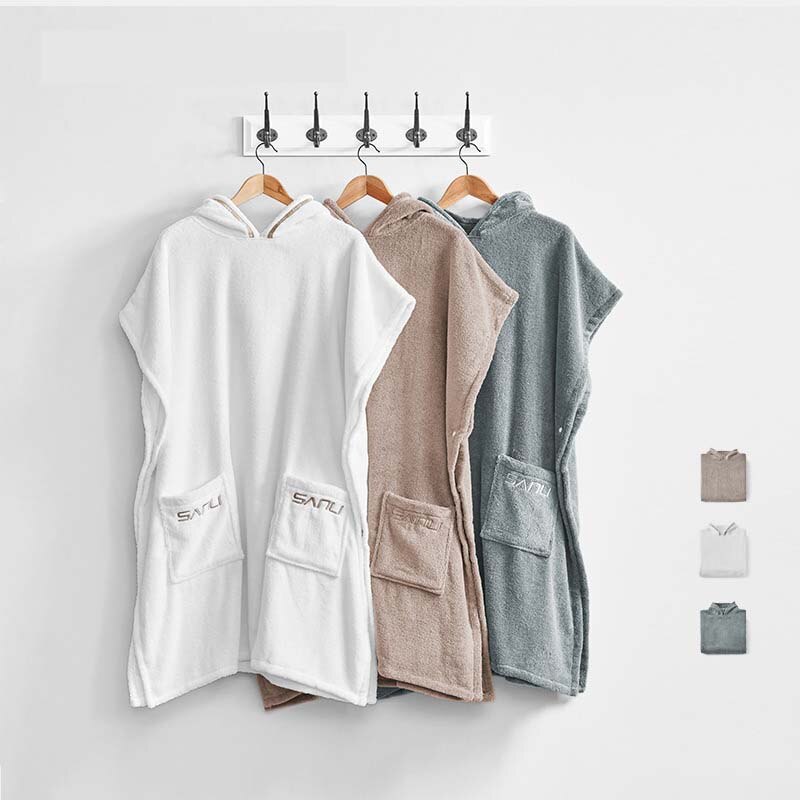 Batas de baño con capucha para padres e hijos, capa de algodón para hombres y mujeres, albornoces para parejas y adultos, bata de noche para niños