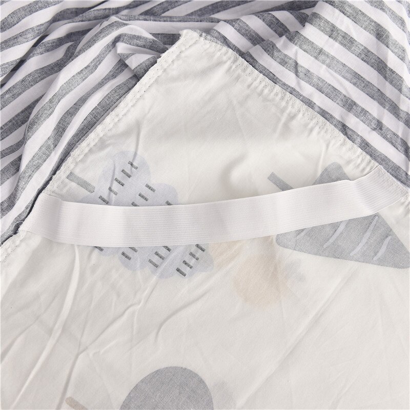 Witte streep Cartoon forest100 % katoen Bed rok Bloemen en vogels print sprei twin volledige koningin schattige postaral prinses stijl