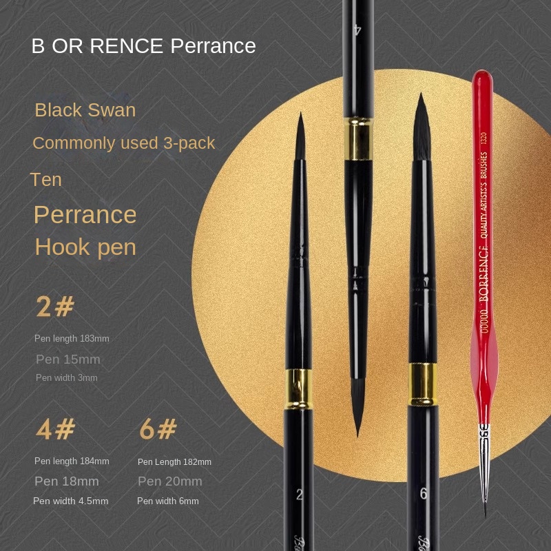 Borrence Artist Hand-Painting Drawing Brushes for Acrylic Gouache Watercolor Oil Painting Pen Nylon Hair Travel Hook Line Brush: army green