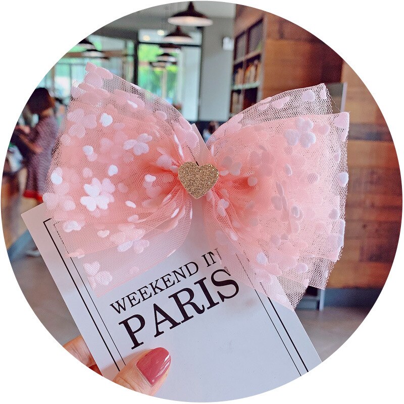Bébé filles fleurs de cerisier pince à cheveux amour rubans colorés rose point épingles à cheveux pinces à cheveux épingles grand nœud nœud enfants chapeaux Barrettes