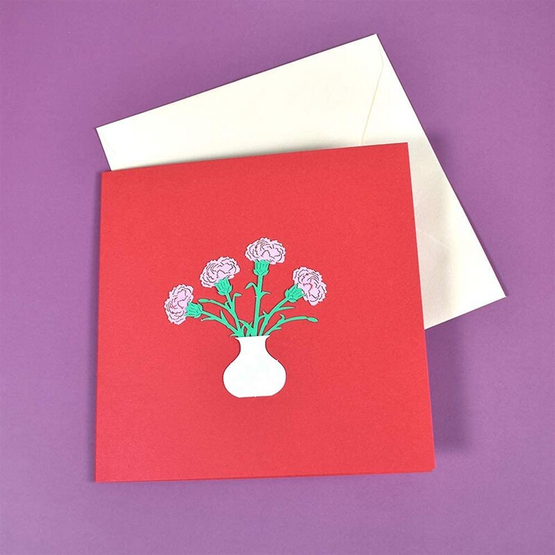 3D Carnation, -Up Flower Card, Mother'S Day Greeting Cards, Anniversary, Birthday, Love, Thanksgiving Day