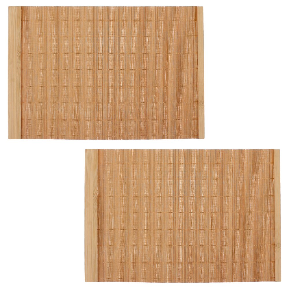 2Pcs Bamboo Wood Placemats Anti-Slip Table Mat Waterproof Placemats