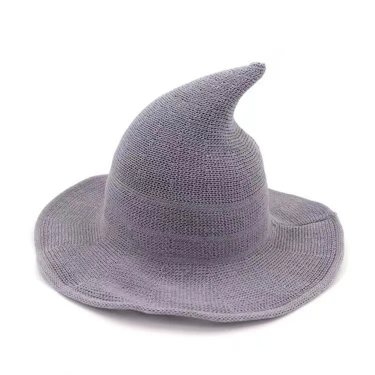 Fashionable Casual Witch Hat Magician Witch Hat Halloween Hat Wool Wizard Hat: black