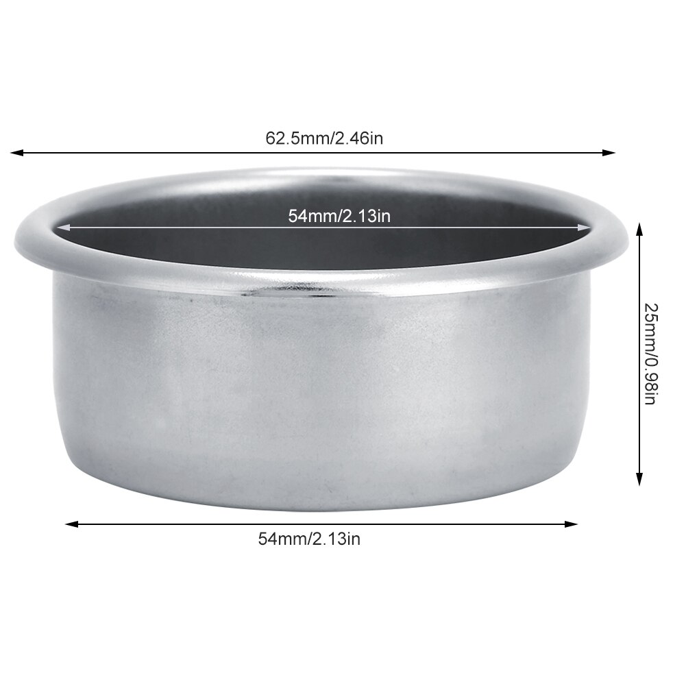 51mm enkellager rostfritt stål kaffemaskin filter sil skål passar för delonghi kaffemaskin tillbehör: 54mm