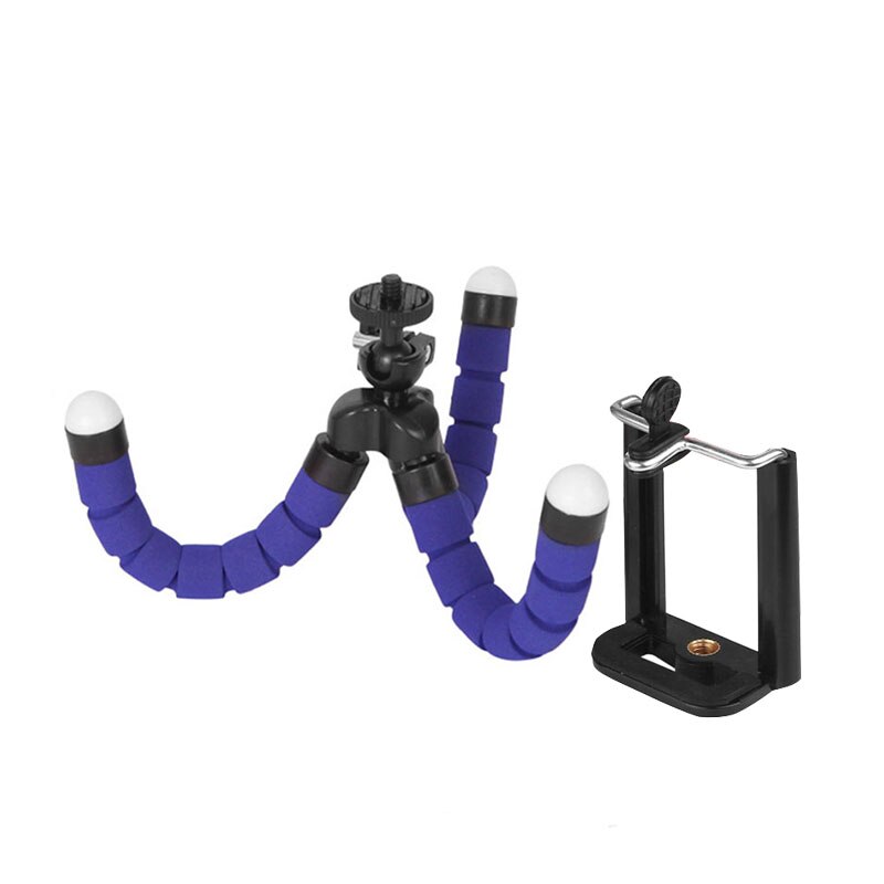 1 pçs esponja flexível polvo mini tripé com bluetooth remoto obturador para iphone mini câmera tripé suporte do telefone clipe: blue
