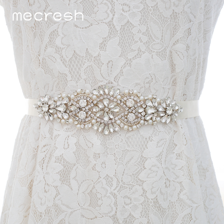 Mecresh vrouwen Crystal Rhinestones Handgemaakte Trouwjurk Riem Accessoires Zilveren Kleur Huwelijk Bruids Riem Sjerpen MYD025