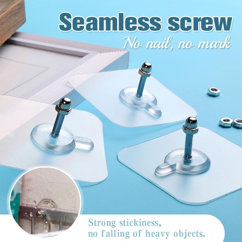 5pcs PVC Strong Adhesive Nails Wall Poster Seamless Wall Hooks Kitchen Bathroom Waterproof Durable Transparent Screw Hook Hanger
