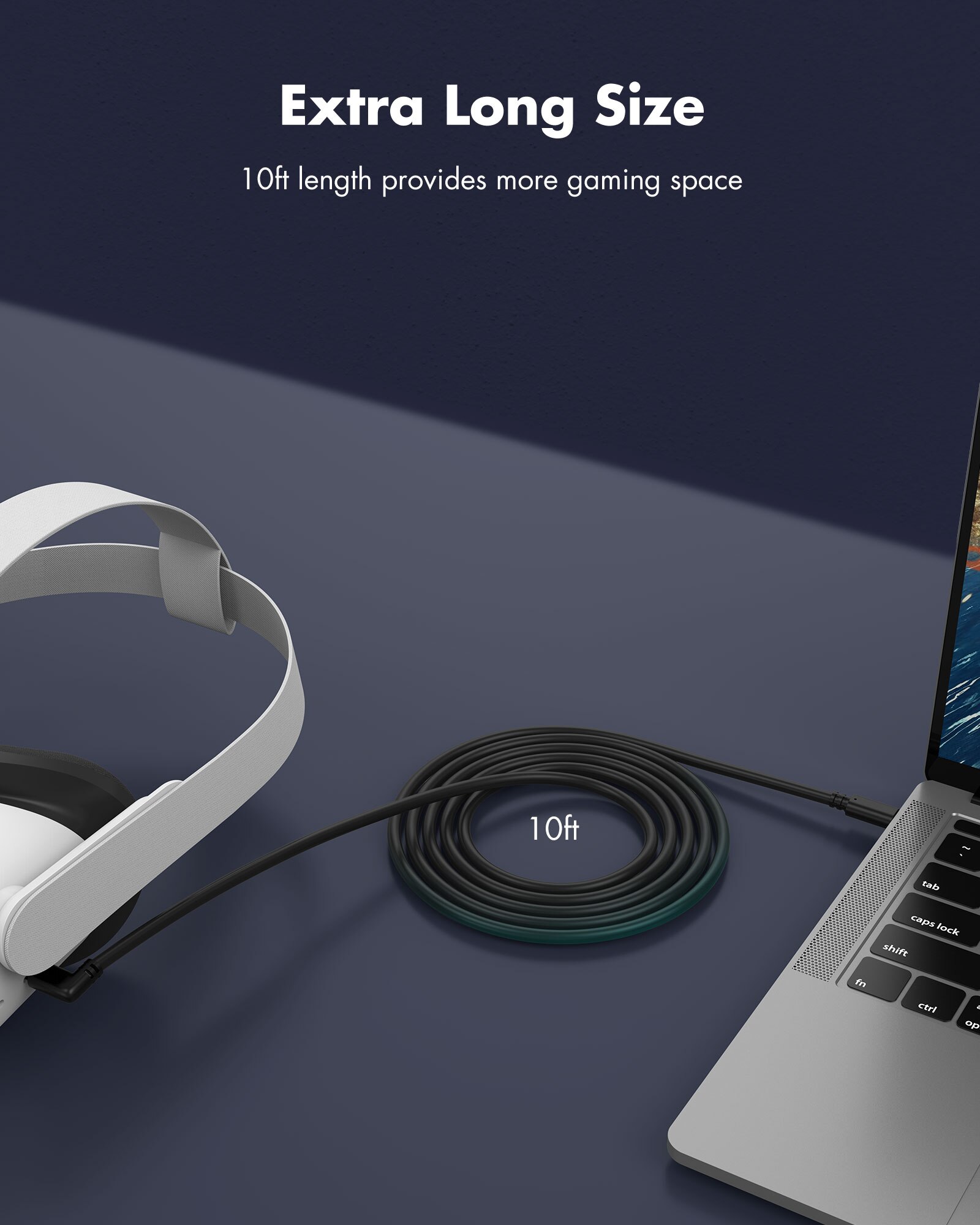 KIWI Oculus Quest/ Quest 2-cable USB 3,0, transferencia de datos de alta velocidad, 10 pies, 3M, tipo C
