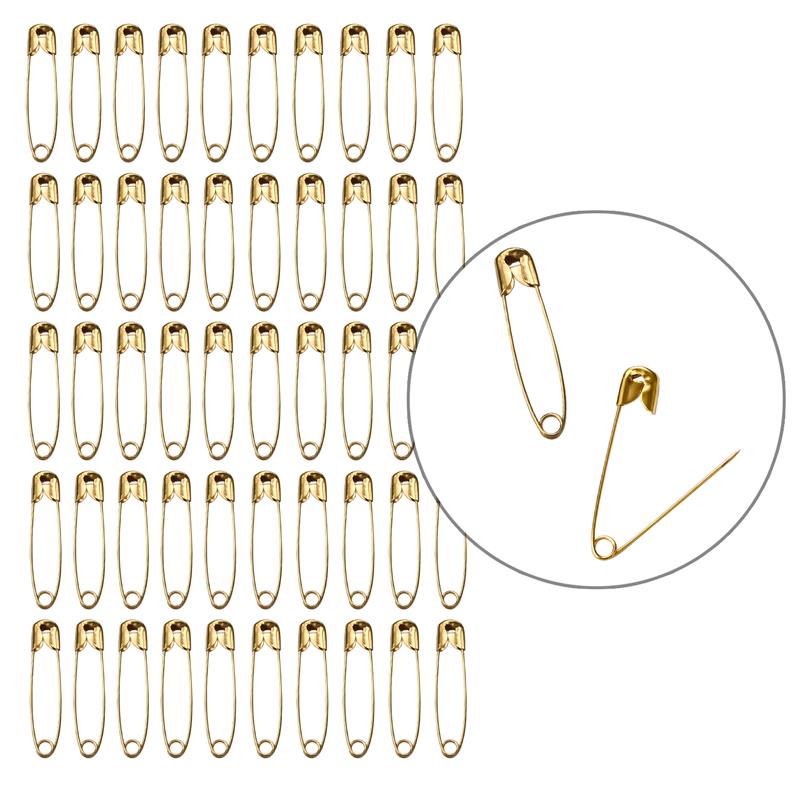 Alfileres de seguridad de , Clip de papel, herramientas de costura DIY, agujas de Metal dorado y plateado, broche de seguridad grande, accesorios, 50 Uds.: 50pcs-7x32mm-gold