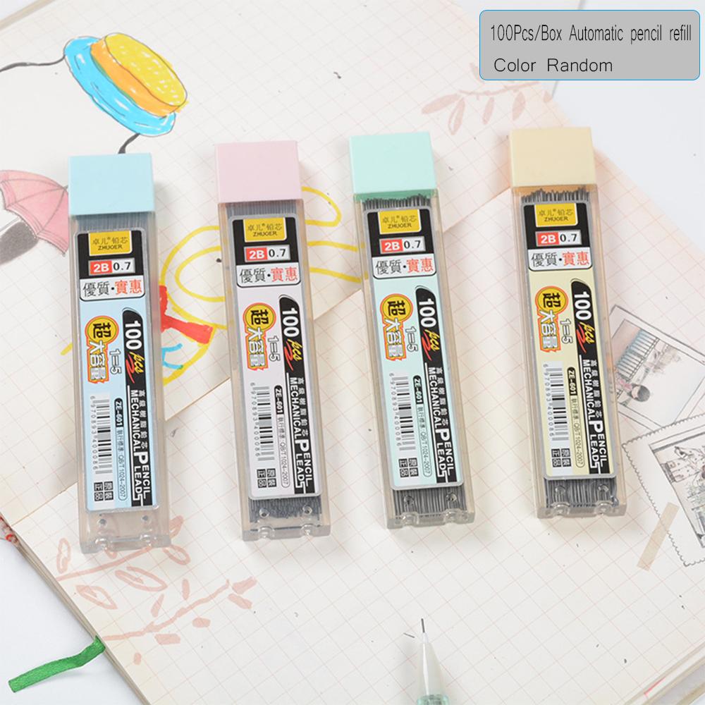100 Pcs/Box 0,5/0,7mm Graphit Blei 2B Mechanische Bleistift Ersetzen Blei Bleistift Refill Löschbaren Glattes Schreiben zeichnung Schreibwaren