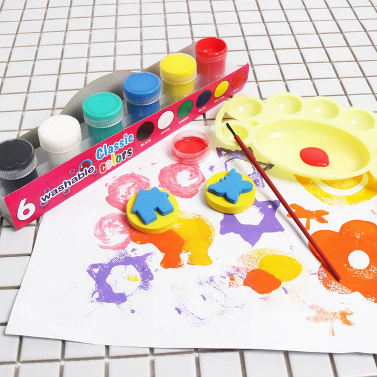 20ml 6 Colors Painting Paints Washable Gouache DIY Finger Painting Graffiti Pigments with 1 Bursh for Kids Children Home School