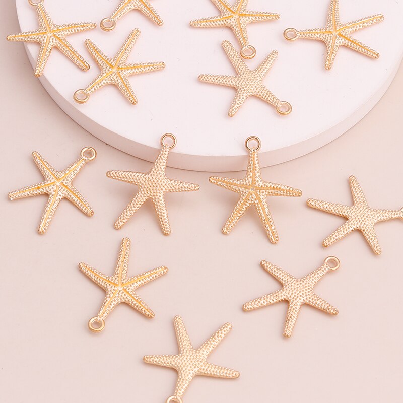 Leslie 20pcs Alloy Gold Color Starfish Metal Charms for DIY Bracelet Necklace Pendants 25x22mm Handmade Jewelry Accessories: BROWN