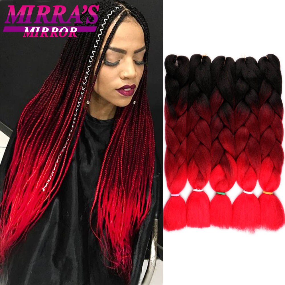 Mirra's Mirror 5pack Ombre Braiding Hair Synthetic Crochet Hair 24" 100g/Pack Jumbo Braids Hair Extension Green Brown: Natural Color