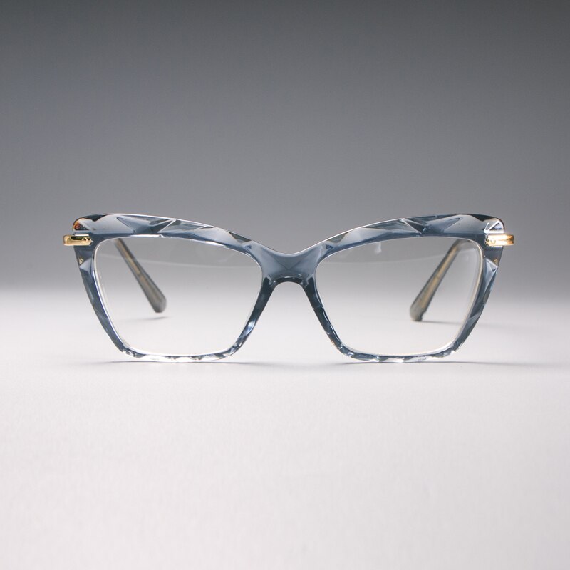 H45591 Diamond style frame Square Glasses Frames Women Optical Computer Glasses: C3 Grey