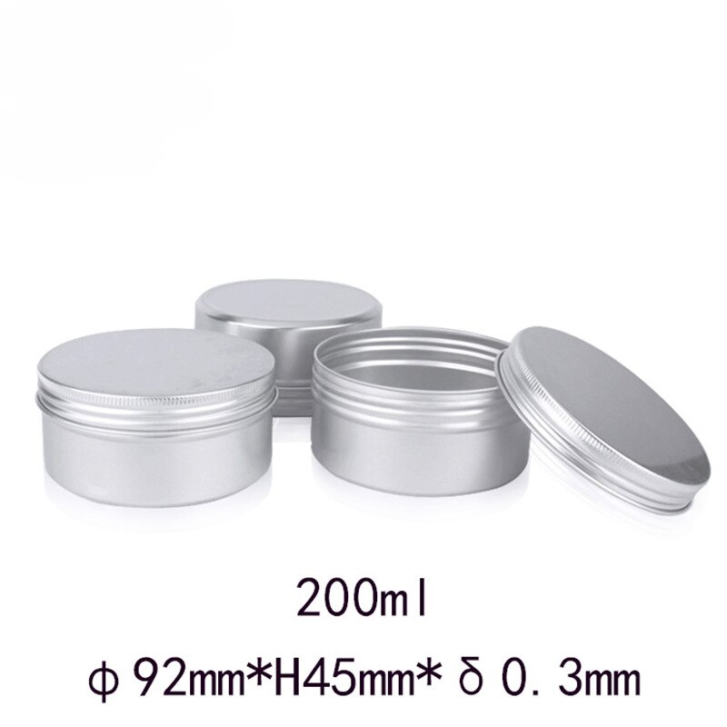 Tarros de aluminio de 60g, 80g, 100g, 150g, 200g, 250g, contenedor de lata de protector labial con tapa de rosca, caja de latas de té de vela, 50 Uds.