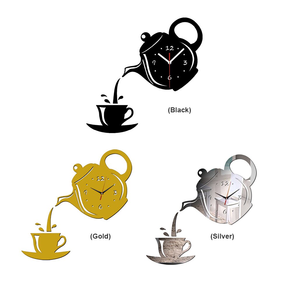 Removable Modern 3D Wall Clock Sticker Set Home Office DIY Wall Sticker Decal for Household Bedroom Decoration