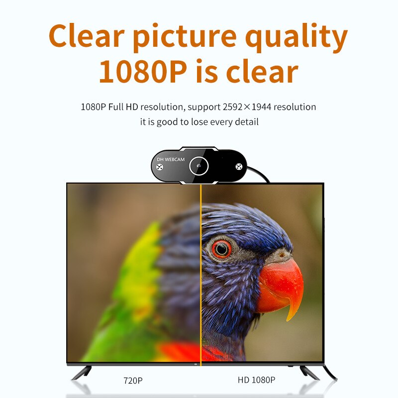 HD 1080P Webcam 2K Computer PC Web Camera with Microphone for Live Broadcast Video Calling Conference Workcamara Recording Work