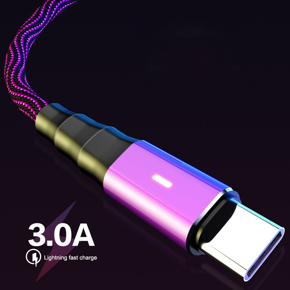 Kabel danych 3A typu C mikro USB pleciony nylonowy sprytny moc wyłączony szybki kabel ładujący robić telefonu komórkowego z systemem android