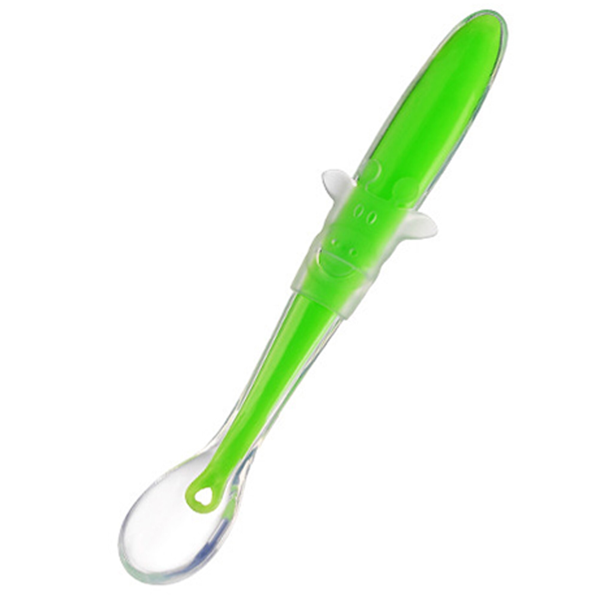 Cuillère en Silicone souple pour bébé, couleur bonbon, cuillère à détection de température, nourriture pour enfants, outils d'alimentation pour nourrissons, ustensiles Gadgets: Green