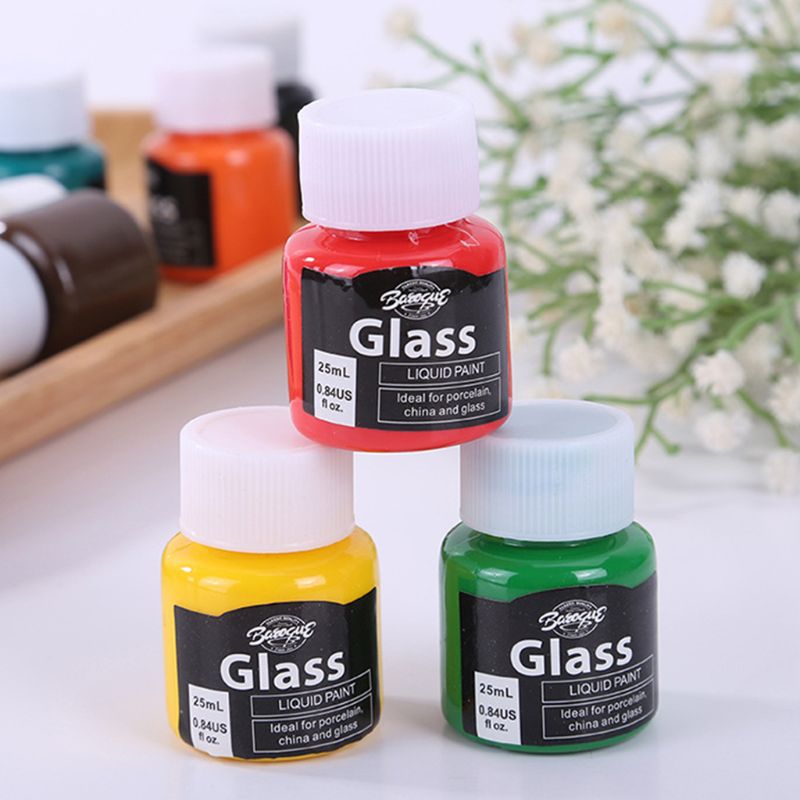 Juego de pinturas líquidas de vidrio/tela con pigmentos variados, para pintar artesanías de lona, suministros de pintura artística, 12x25ml
