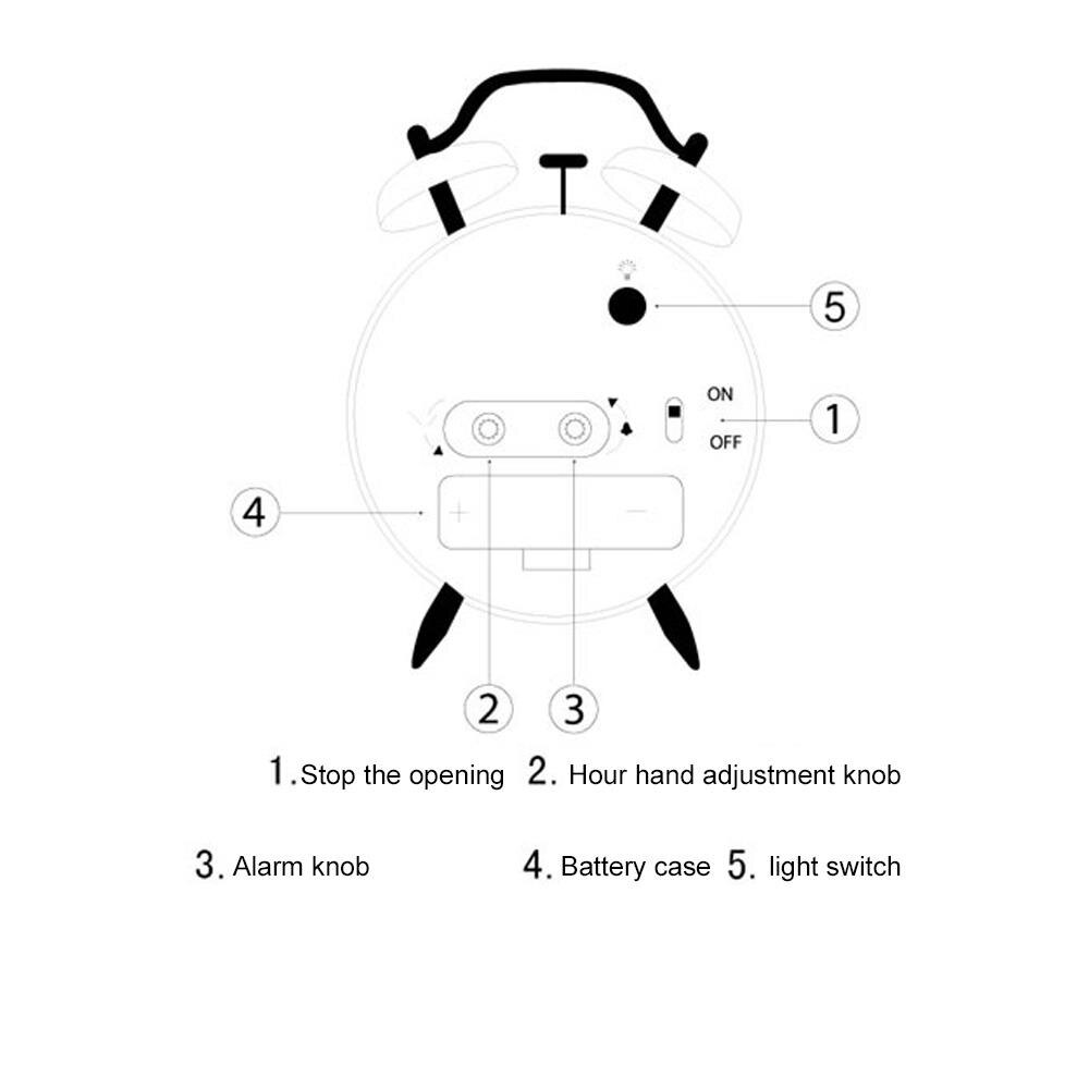 Double Bell Classic Portable Metal Alarm Clock Alarm Clock Silent Alarm Clock Desktop Home Decor Lazy Person