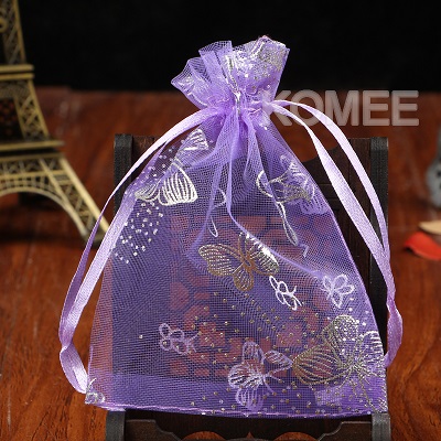 500pcs/lot 11x16cm Butterfly Organza Bags For Christmas Year Wedding Decoration Candy Package Pouches: Purple