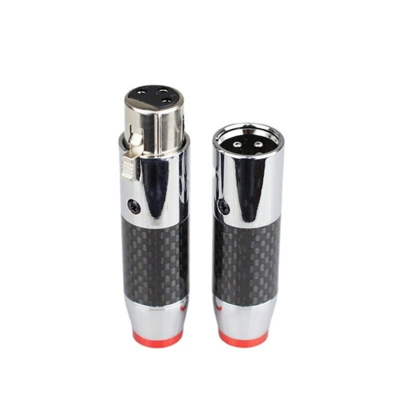XLR Plug Adapter 3 Pin Carbon Fiber Gold Rhodium Plating High end Audio XLR Male Female Connectors Speakers Hifi AUX Jack Socket: Rhodium Plated Red