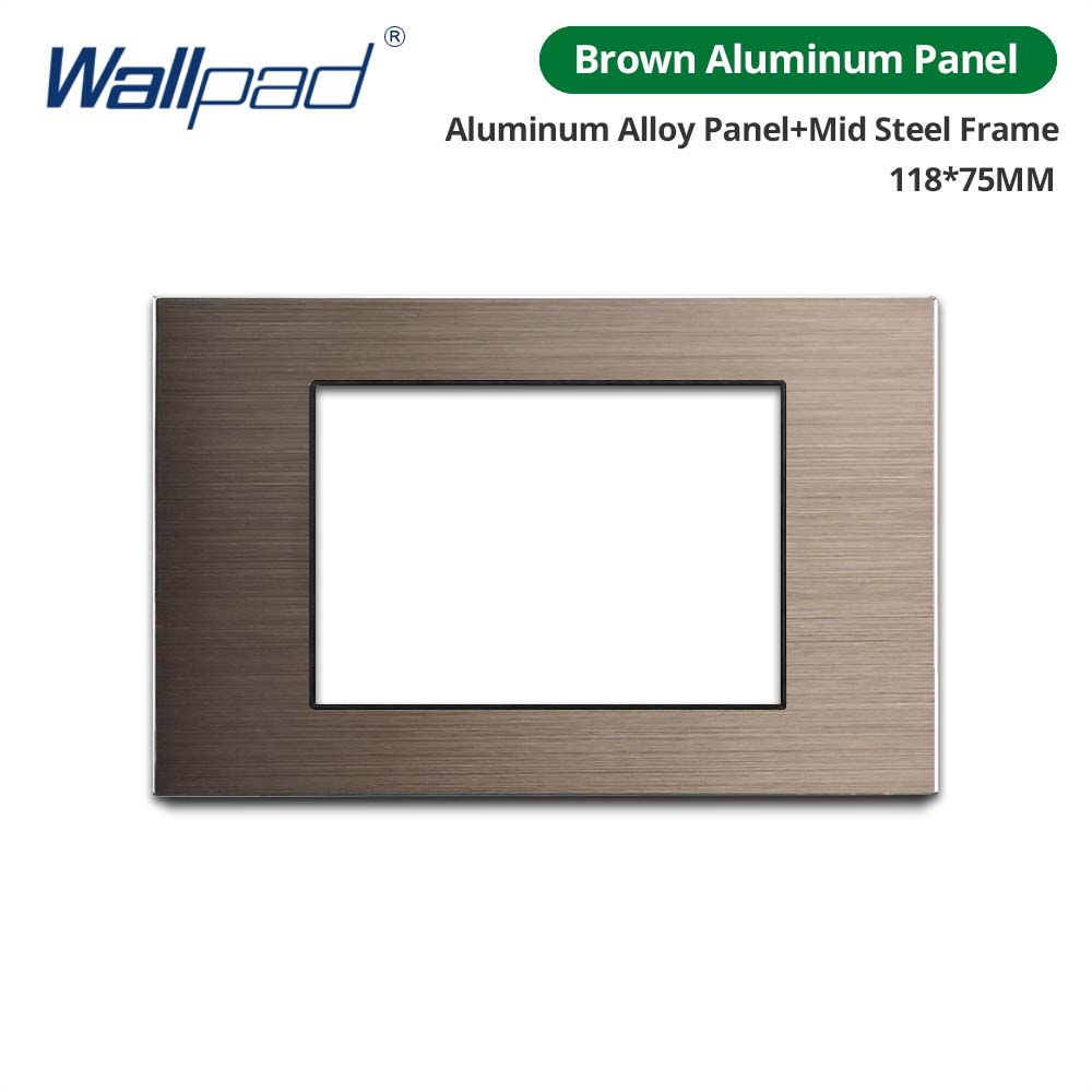 Wallpad DIY Black Tempered Glass Stainless Steel Aluminum Panel Wall Light Switch and Socket 118*75mm Module Frame Only: GRAY