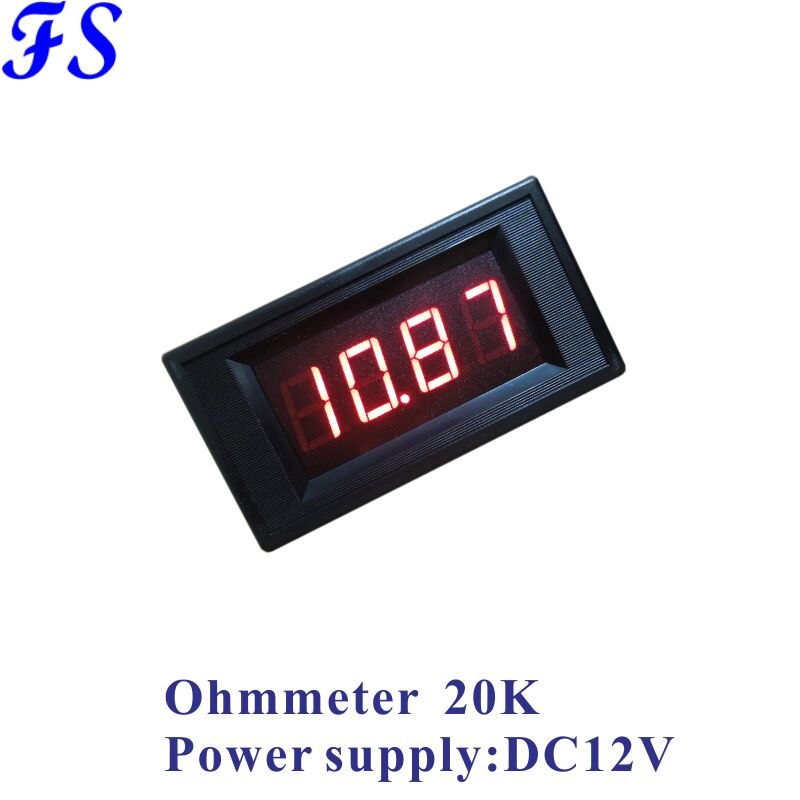 Ohm Meter 20 k Voedingsspanning DC 12 v LED Digitale Resisitance Meter Ohmmeter Weerstand Monitor 20 k Ohm Panel meter 79*43*25mm