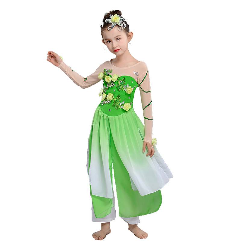 Chinese Folk Dance kinderen Klassieke Dansvoorstelling Kostuums Jasmijn Meisjes Voeren Yangko Folk Dance Kostuums