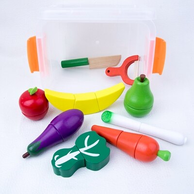 Houten Keuken Speelgoed Pretend Play Kinderen Keuken Set Snijden Magnetische Fruit Groente Miniatuur Voedsel Meisjes Speelgoed Educatief Speelgoed: WHITE