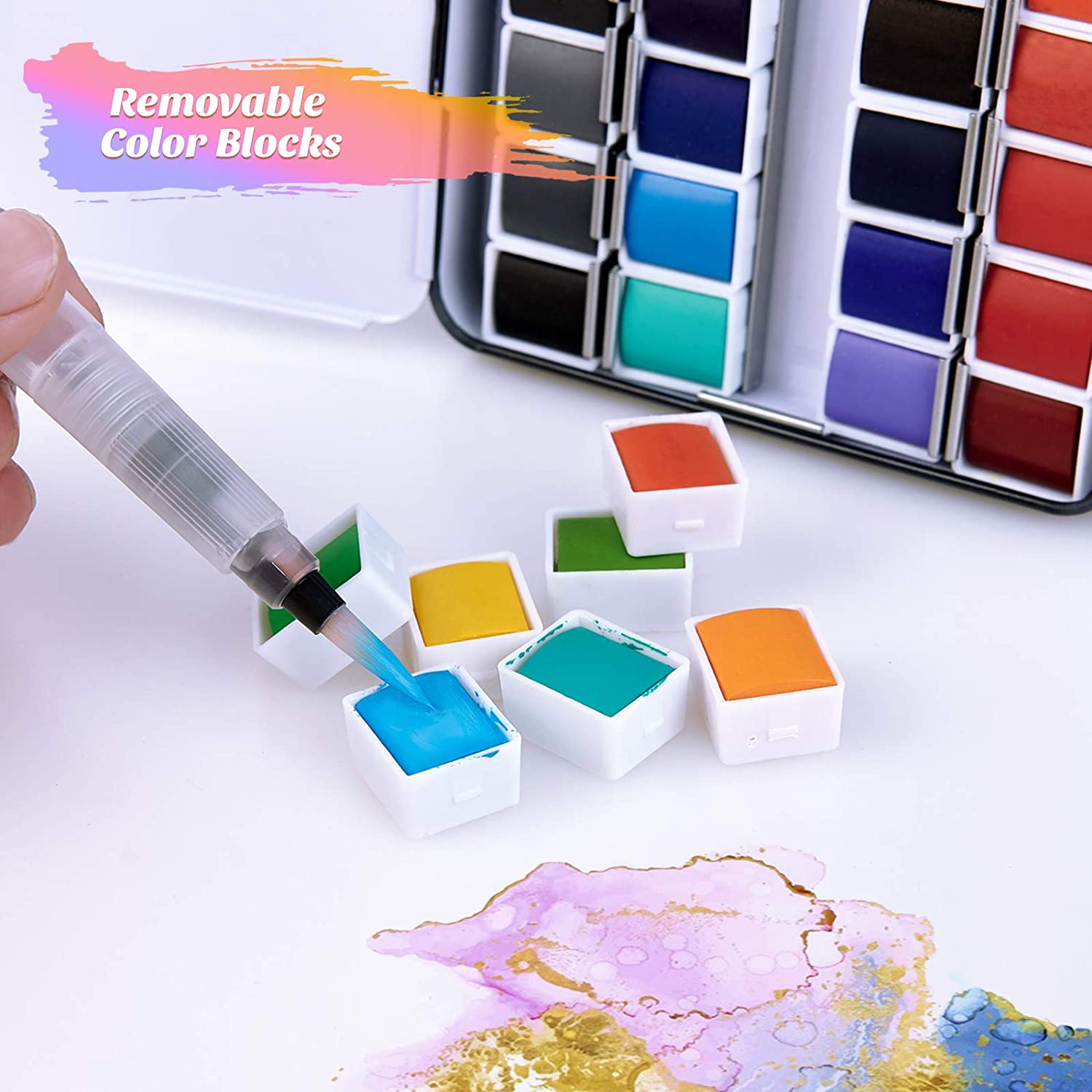 12/24/36/48 farver pigment solid akvarel maling sæt med pensel akvarel pigment sæt kunst forsyninger