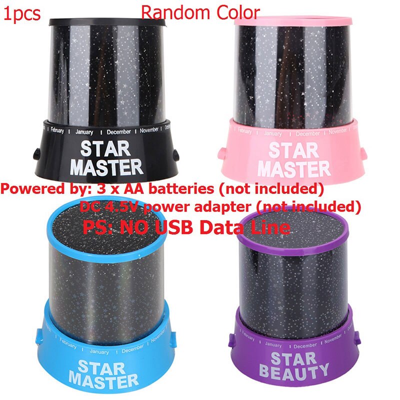 Stars Sterrenhemel LED Nachtlampje Roterende Projector Maan Lamp Batterij USB Kids Kinderen Slaapkamer Lamp Projectie Licht: Random color