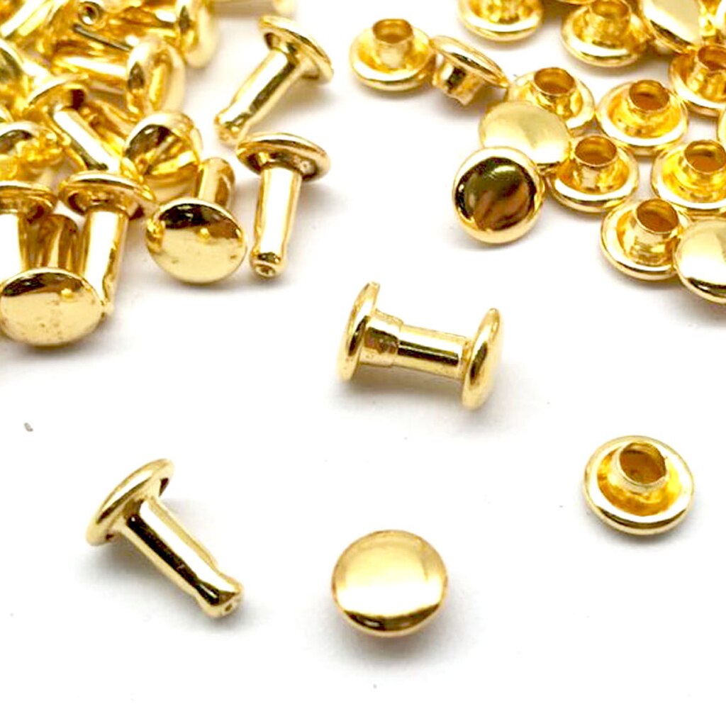 100 juegos 6x8mm remaches tapa doble broche rápido remache cuero artesanía cinturón Decoración