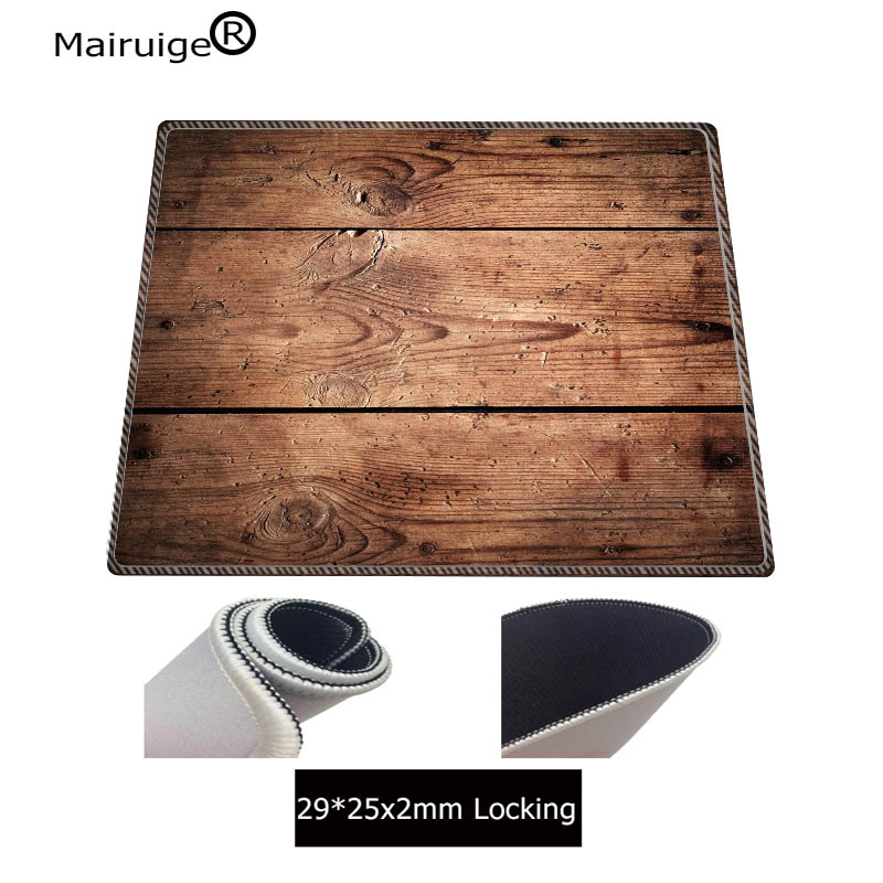 Mairuige marrón de grano de madera Juegos de ordenador portátil grande Borde de bloqueo Mousepad de gran tamaño de goma alfombrilla de ratón del juego para CSGO DOTA jugador: 250X290X2MM